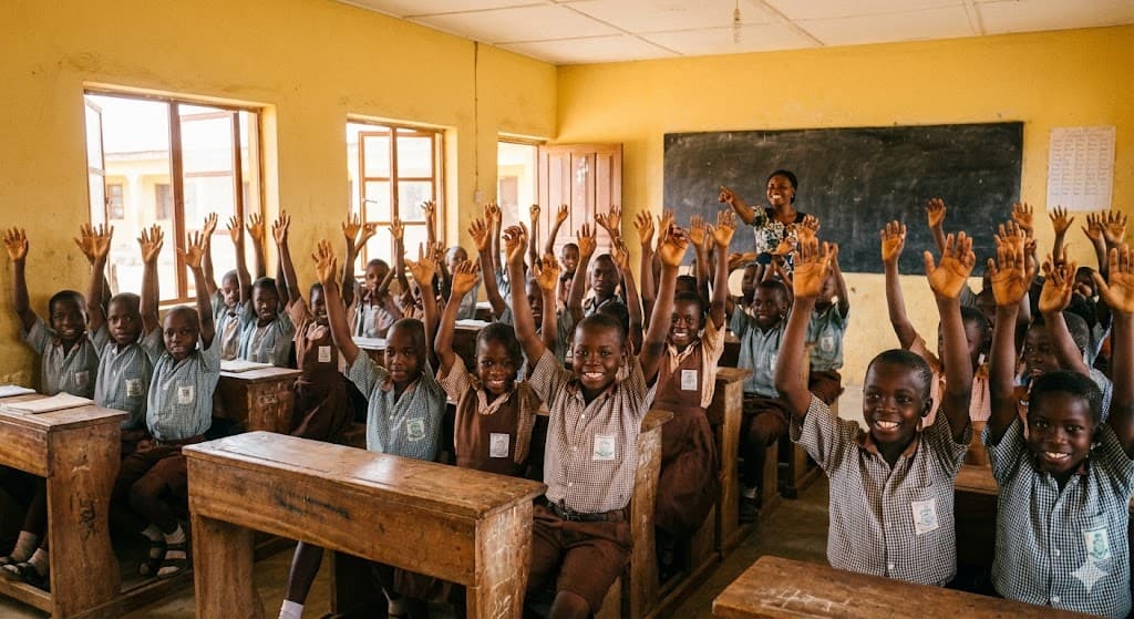 Nigerian boys studying in classroom