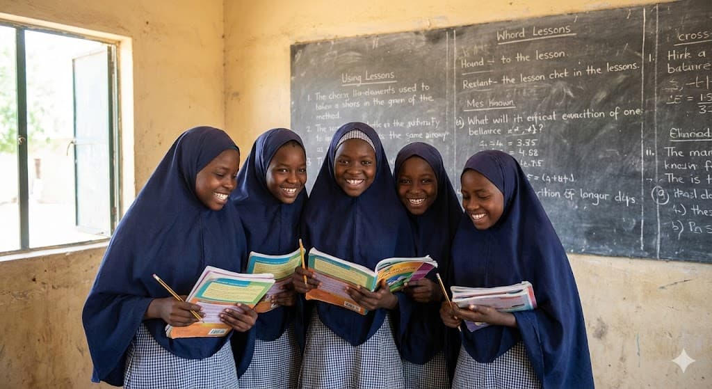 Nigerian girls learning in classroom