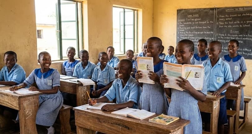 Nigerian students learning in classroom